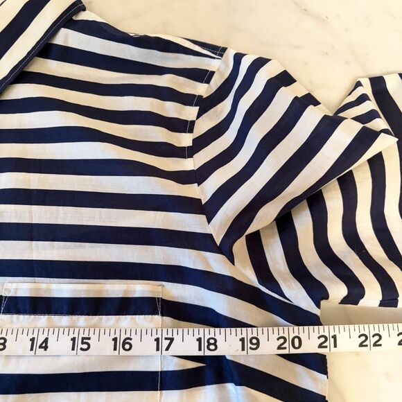 J Crew Navy/White Stripe Button Front Shirt Lightweight Boy Cut- Women's 12 - Picture 10 of 12